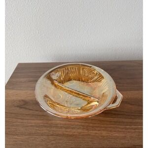 Indiana Glass Killarney Marigold Carnival Glass Relish Dish Iridescent Divided
